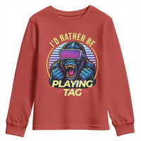 VR Gamer Gorilla Youth Sweatshirt I’d Rather Be Playing Tag Gift - Wonder Print Shop