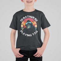 Funny Gorilla Lover T Shirt For Kid I’d Rather Be Playing Tag VR Game - Wonder Print Shop