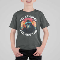 Funny Gorilla Lover T Shirt For Kid I’d Rather Be Playing Tag VR Game - Wonder Print Shop