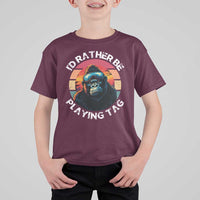 Funny Gorilla Lover T Shirt For Kid I’d Rather Be Playing Tag VR Game - Wonder Print Shop