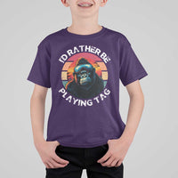 Funny Gorilla Lover T Shirt For Kid I’d Rather Be Playing Tag VR Game - Wonder Print Shop