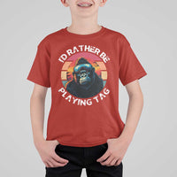 Funny Gorilla Lover T Shirt For Kid I’d Rather Be Playing Tag VR Game - Wonder Print Shop