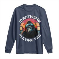 Funny Gorilla Lover Long Sleeve Shirt I’d Rather Be Playing Tag VR Game - Wonder Print Shop