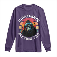 Funny Gorilla Lover Long Sleeve Shirt I’d Rather Be Playing Tag VR Game - Wonder Print Shop