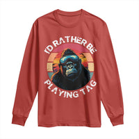 Funny Gorilla Lover Long Sleeve Shirt I’d Rather Be Playing Tag VR Game - Wonder Print Shop