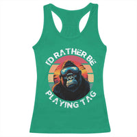 Funny Gorilla Lover Racerback Tank Top I’d Rather Be Playing Tag VR Game - Wonder Print Shop