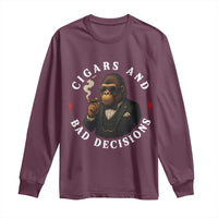 Cigars And Bad Decisions Long Sleeve Shirt Funny Gorilla Gift - Wonder Print Shop