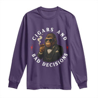 Cigars And Bad Decisions Long Sleeve Shirt Funny Gorilla Gift - Wonder Print Shop