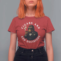 Cigars And Bad Decisions T Shirt For Women Funny Gorilla Gift - Wonder Print Shop