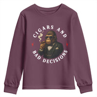 Cigars And Bad Decisions Youth Sweatshirt Funny Gorilla Gift - Wonder Print Shop