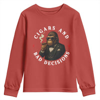 Cigars And Bad Decisions Youth Sweatshirt Funny Gorilla Gift - Wonder Print Shop