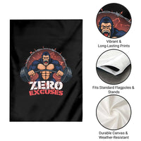Zero Excuses Garden Flag Gorilla Fitness Lover Gift - Wonder Print Shop