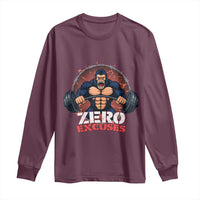 Zero Excuses Long Sleeve Shirt Gorilla Fitness Lover Gift - Wonder Print Shop