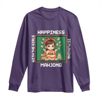 Gambling Chinese Gift Long Sleeve Shirt Happiness Is Playing Mahjong With The Girls - Wonder Print Shop
