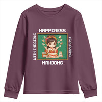 Gambling Chinese Gift Youth Sweatshirt Happiness Is Playing Mahjong With The Girls - Wonder Print Shop