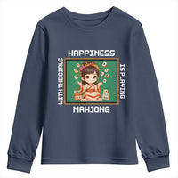 Gambling Chinese Gift Youth Sweatshirt Happiness Is Playing Mahjong With The Girls - Wonder Print Shop
