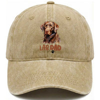 Chocolate Labrador Retriever Dad Washed Cotton Baseball Cap Dog Lover Gift