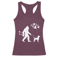 Funny Bow Hunter Racerback Tank Top Bigfoot Walking Labrador Hunting Dog Gift - Wonder Print Shop