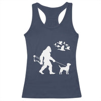 Funny Bow Hunter Racerback Tank Top Bigfoot Walking Labrador Hunting Dog Gift - Wonder Print Shop