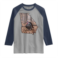 Georgia Turkey Hunting Raglan Shirt Camo American Flag Hunter Gift - Wonder Print Shop