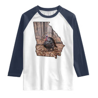 Georgia Turkey Hunting Raglan Shirt Camo American Flag Hunter Gift - Wonder Print Shop