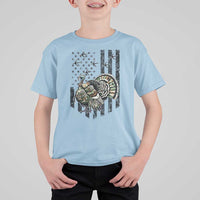 Turkey Hunter T Shirt For Kid Patriotic American Flag Gift - Wonder Print Shop