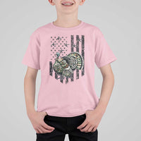 Turkey Hunter T Shirt For Kid Patriotic American Flag Gift - Wonder Print Shop