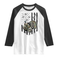 Turkey Hunter Raglan Shirt Patriotic American Flag Gift - Wonder Print Shop