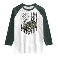 Turkey Hunter Raglan Shirt Patriotic American Flag Gift - Wonder Print Shop