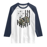 Turkey Hunter Raglan Shirt Patriotic American Flag Gift - Wonder Print Shop