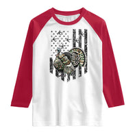 Turkey Hunter Raglan Shirt Patriotic American Flag Gift - Wonder Print Shop