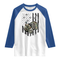 Turkey Hunter Raglan Shirt Patriotic American Flag Gift - Wonder Print Shop