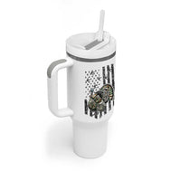 Turkey Hunter Tumbler With Handle Patriotic American Flag Gift - Wonder Print Shop