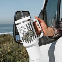 Turkey Hunter Tumbler With Handle Patriotic American Flag Gift - Wonder Print Shop