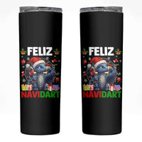 Funny Dragon Throwing Dart Christmas Gift Skinny Tumbler Feliz Navidart - Wonder Print Shop