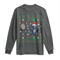 Funny Dragon Throwing Dart Long Sleeve Shirt Ugly Christmas Dart Player Gift - Wonder Print Shop