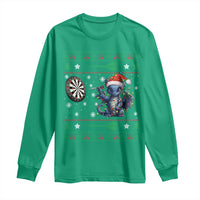 Funny Dragon Throwing Dart Long Sleeve Shirt Ugly Christmas Dart Player Gift - Wonder Print Shop