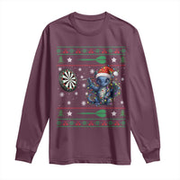 Funny Dragon Throwing Dart Long Sleeve Shirt Ugly Christmas Dart Player Gift - Wonder Print Shop