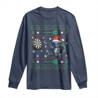 Funny Dragon Throwing Dart Long Sleeve Shirt Ugly Christmas Dart Player Gift - Wonder Print Shop