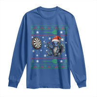 Funny Dragon Throwing Dart Long Sleeve Shirt Ugly Christmas Dart Player Gift - Wonder Print Shop