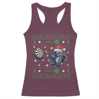 Funny Dragon Throwing Dart Racerback Tank Top Ugly Christmas Dart Player Gift - Wonder Print Shop