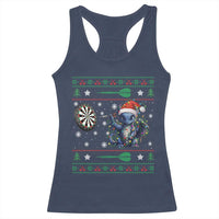 Funny Dragon Throwing Dart Racerback Tank Top Ugly Christmas Dart Player Gift - Wonder Print Shop