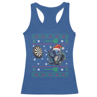 Funny Dragon Throwing Dart Racerback Tank Top Ugly Christmas Dart Player Gift - Wonder Print Shop