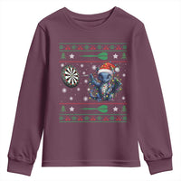 Funny Dragon Throwing Dart Youth Sweatshirt Ugly Christmas Dart Player Gift - Wonder Print Shop