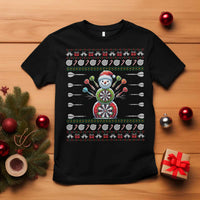 Funny Snowman Dartboard T Shirt Dartist Ugly Christmas Gift - Wonder Print Shop