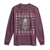 Funny Snowman Dartboard Long Sleeve Shirt Dartist Ugly Christmas Gift - Wonder Print Shop