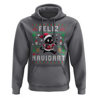 Santa Cat Feliz Navidart Hoodie Funny Dartist Ugly Christmas Gift - Wonder Print Shop