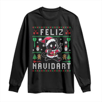 Santa Cat Feliz Navidart Long Sleeve Shirt Funny Dartist Ugly Christmas Gift - Wonder Print Shop