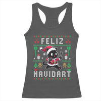 Santa Cat Feliz Navidart Racerback Tank Top Funny Dartist Ugly Christmas Gift - Wonder Print Shop