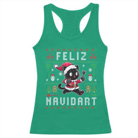 Santa Cat Feliz Navidart Racerback Tank Top Funny Dartist Ugly Christmas Gift - Wonder Print Shop